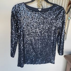 J crew size small navy blue sequence 3/4 top